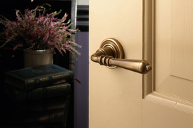 Beautiful lever door handle by Baldwin Hardware.